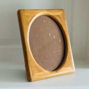 Vintage Light Wood Oval Picture Frame Square Carved Wood Frame Glass 5x7